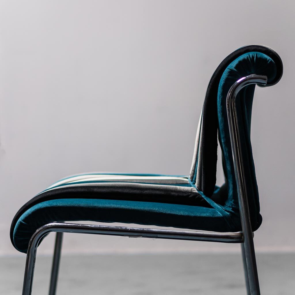 Set of 4 chairs toothpaste velvet 70s vintage