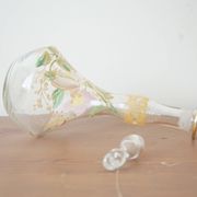 Legras (late 19th century) liqueur carafe in enamelled glass with floral decoration.