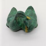 Deux canards verts et dorés en laiton