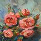 Oil on canvas painting of a bouquet of roses signed Paumier.
