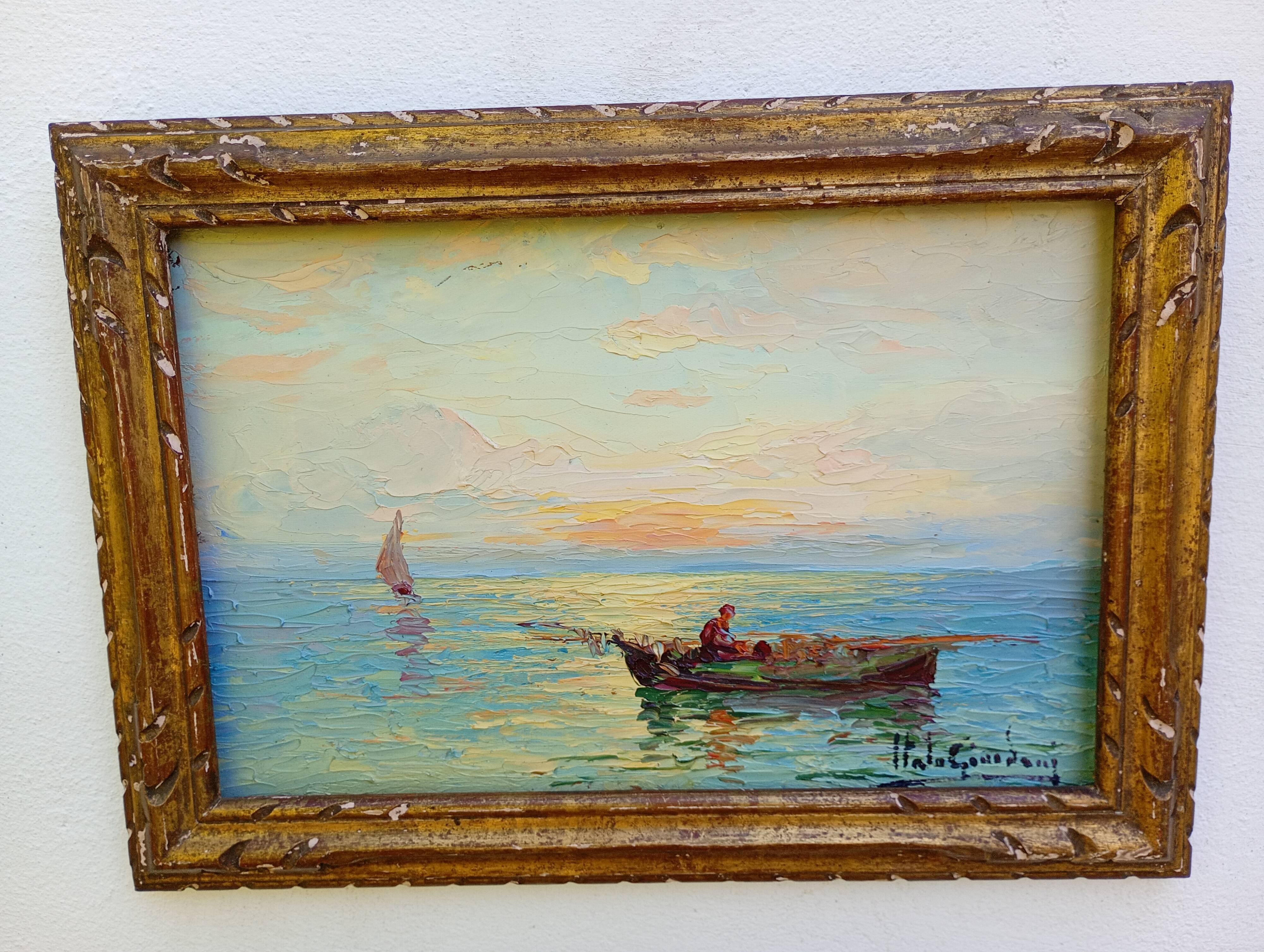 Marine italienne – Huile sur panneau signée Italo Giordani