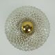 Midcentury ceiling light massive belgium textured glass gold-plated alu 70s