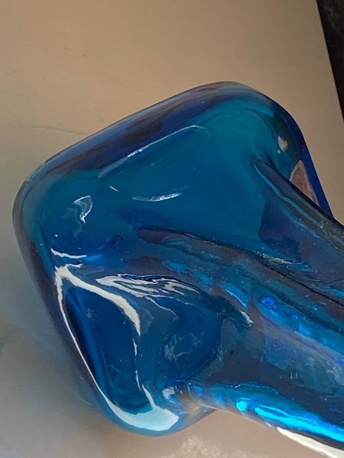Blue glass vase, 1960s, Gunther Lambert