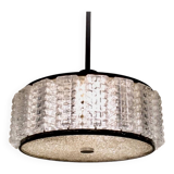 Large barrel chandelier, glass and perspex design, 60s-70s
