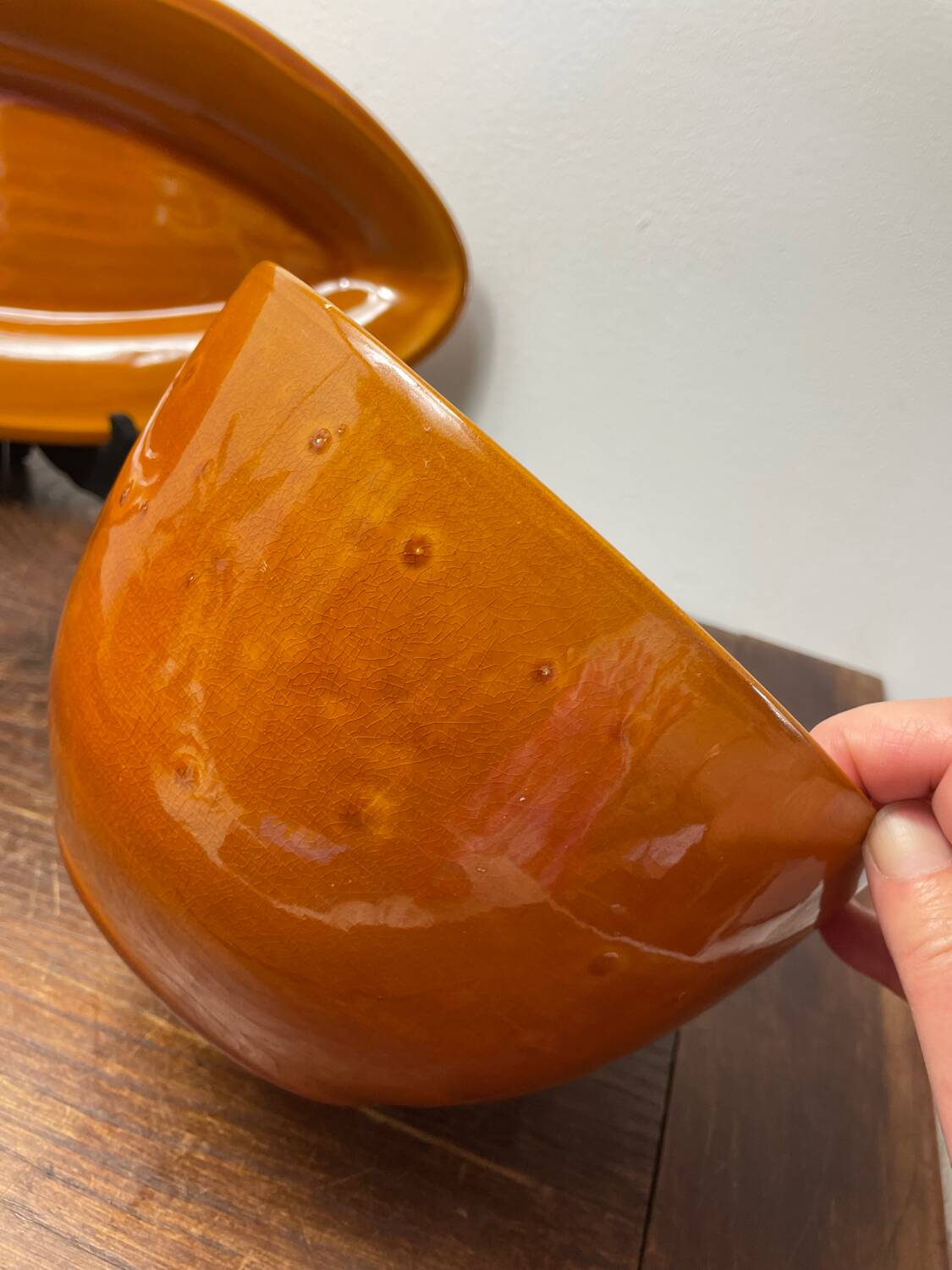 3 glazed ceramic dishes