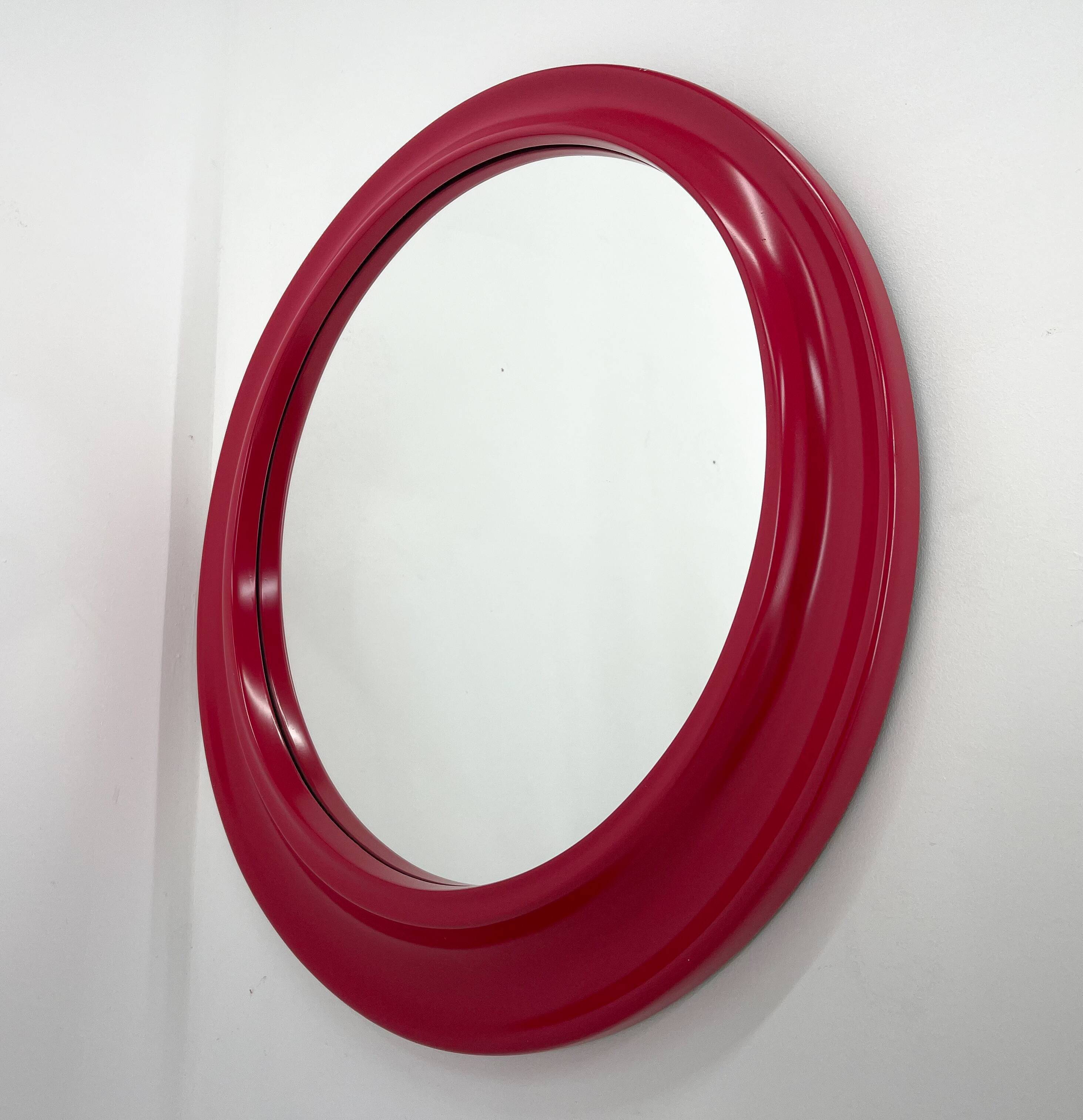 Miroir mural rond italien des années 1980 77cm