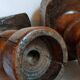 Pair of old brutalist turned solid wood candlesticks