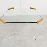 Lucite and brass coffee or side tables, 1970s