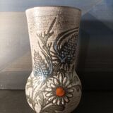 Handmade Vallauris ceramic vase, signed Fonck and Mateo
