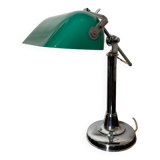 Lampe de bureau, notaire, banquier, opaline verte, art deco 1930