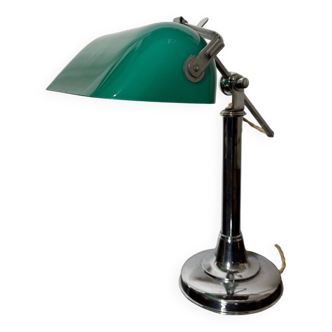 Desk lamp, notary, banker, green opaline, art deco 1930