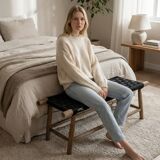 Woven rope bed bench