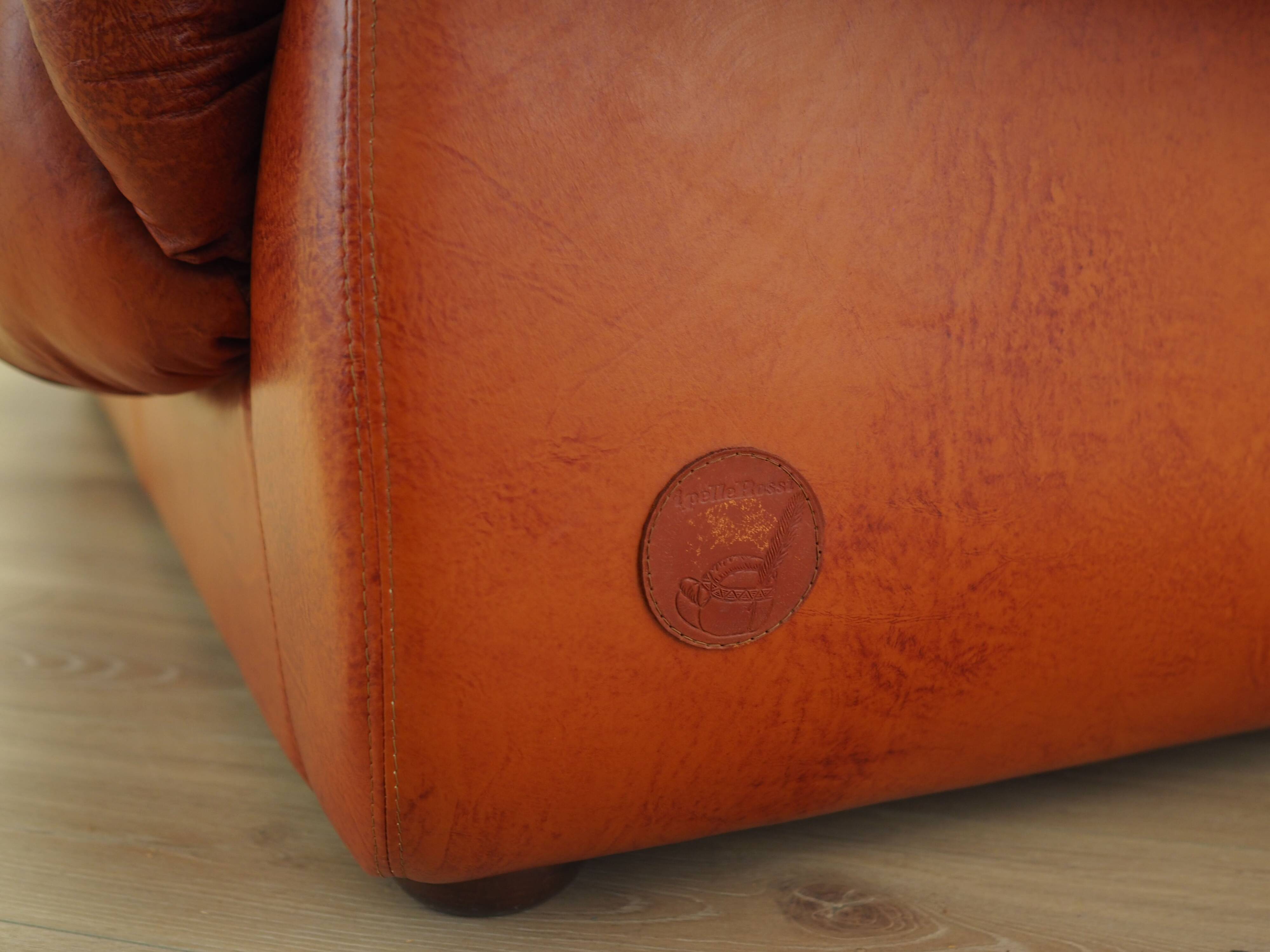 Red leather sofa, Italian design, 1970s, manufacturer: PelleRossi