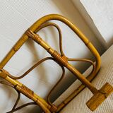 Vintage rattan wall-mounted coat rack