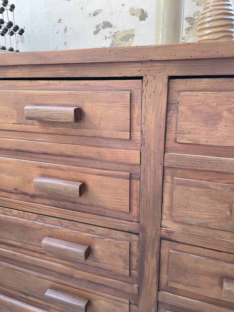50s pitch pine haberdashery cabinet