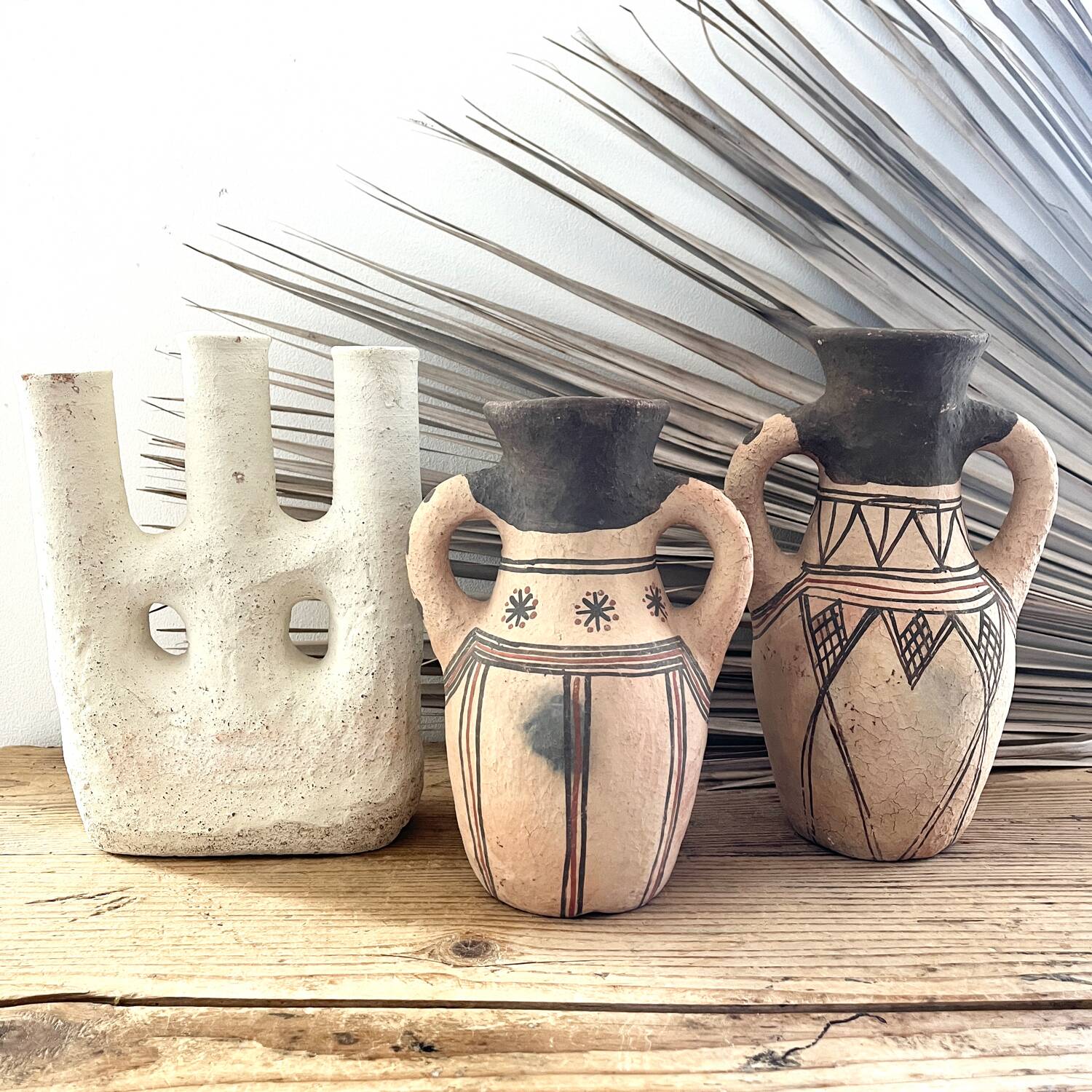 White terracotta candle holder