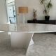 Elliptical table in Carrara marble and Corian attributed to Xavier Lust.