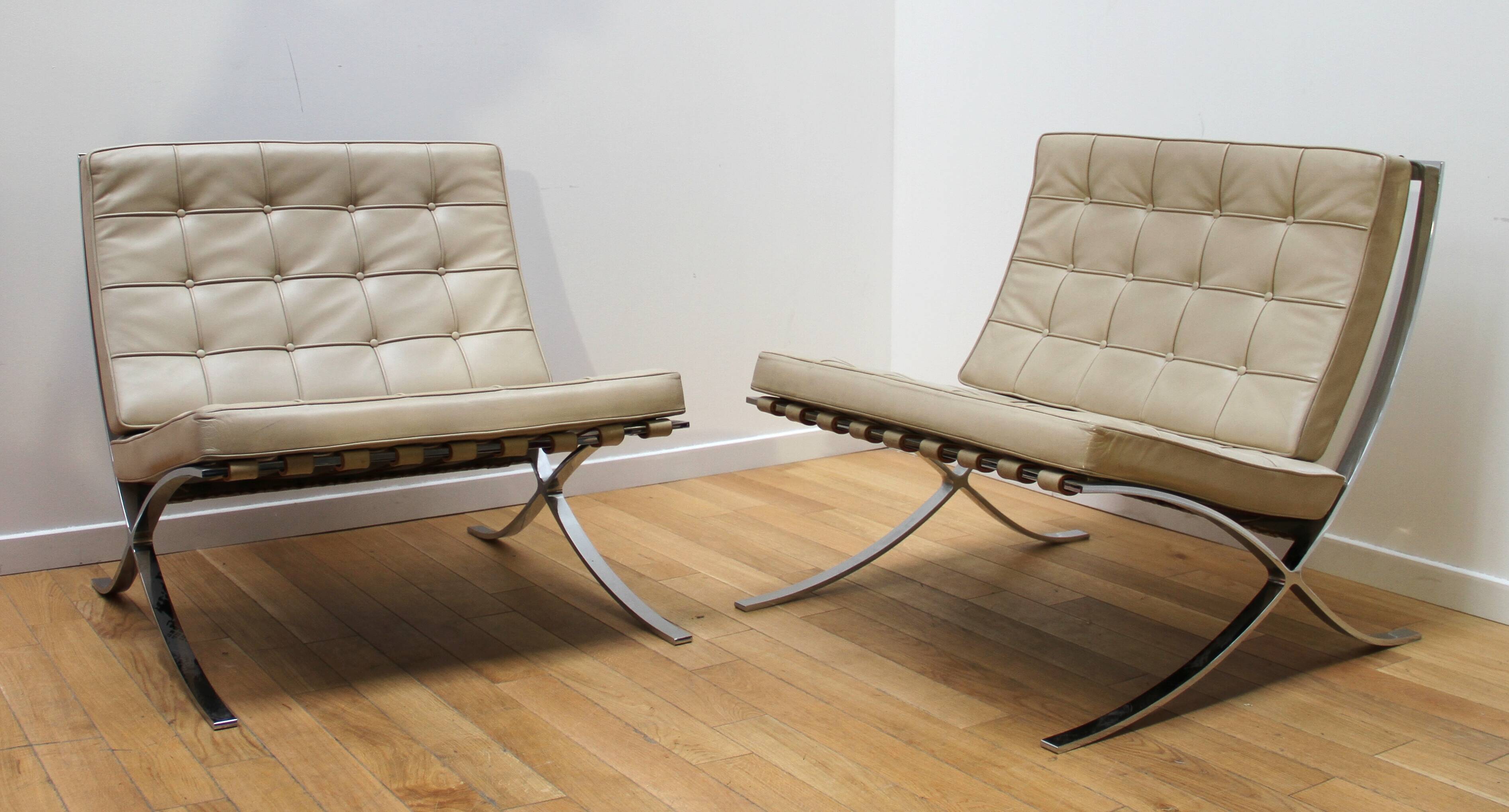Pair of Barcelona armchairs, Knoll