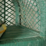 Vintage mint green wicker bookcase