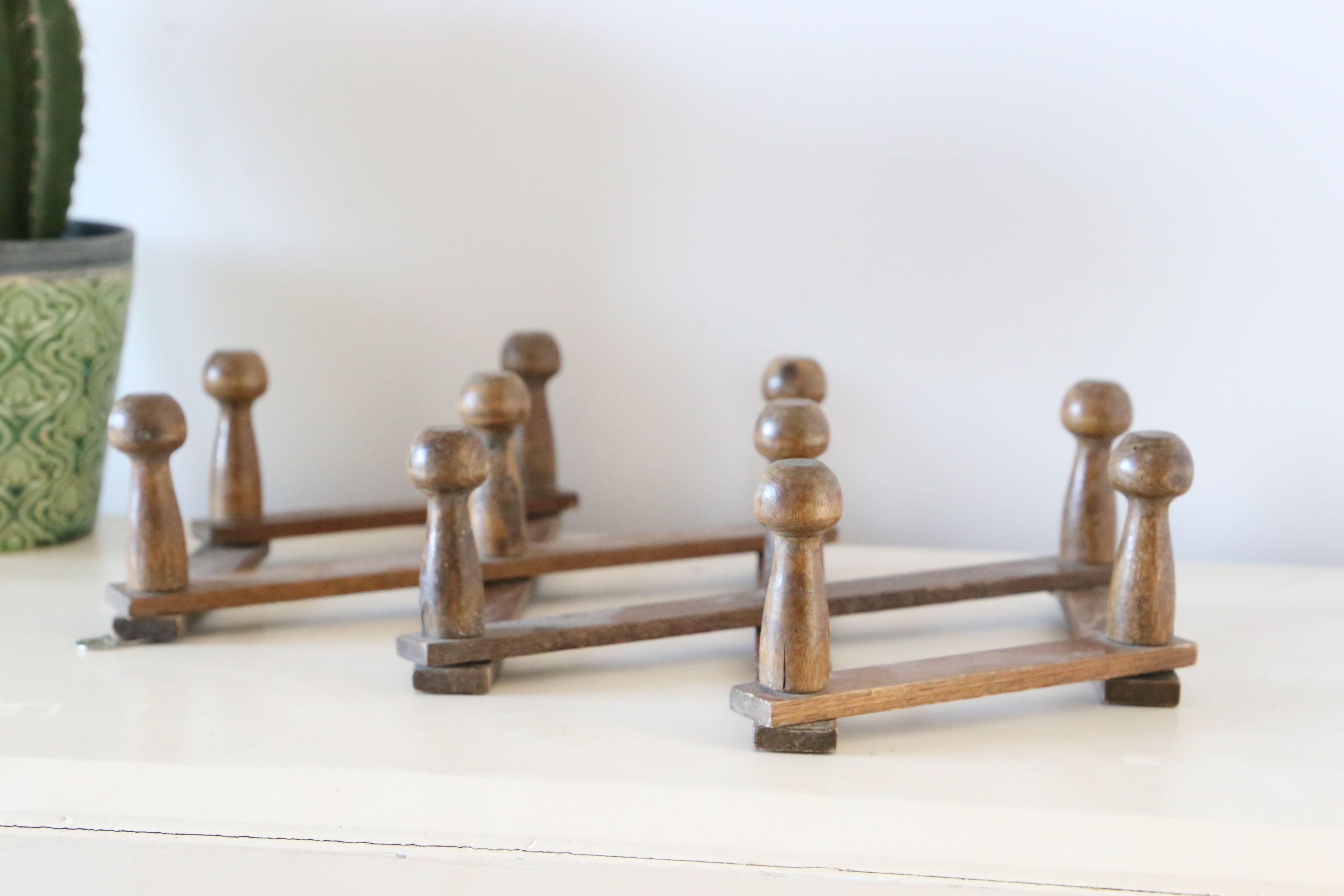 Vintage coat rack, wood, accordion