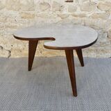 Tripod coffee table, free form, wooden and Formica, 60s