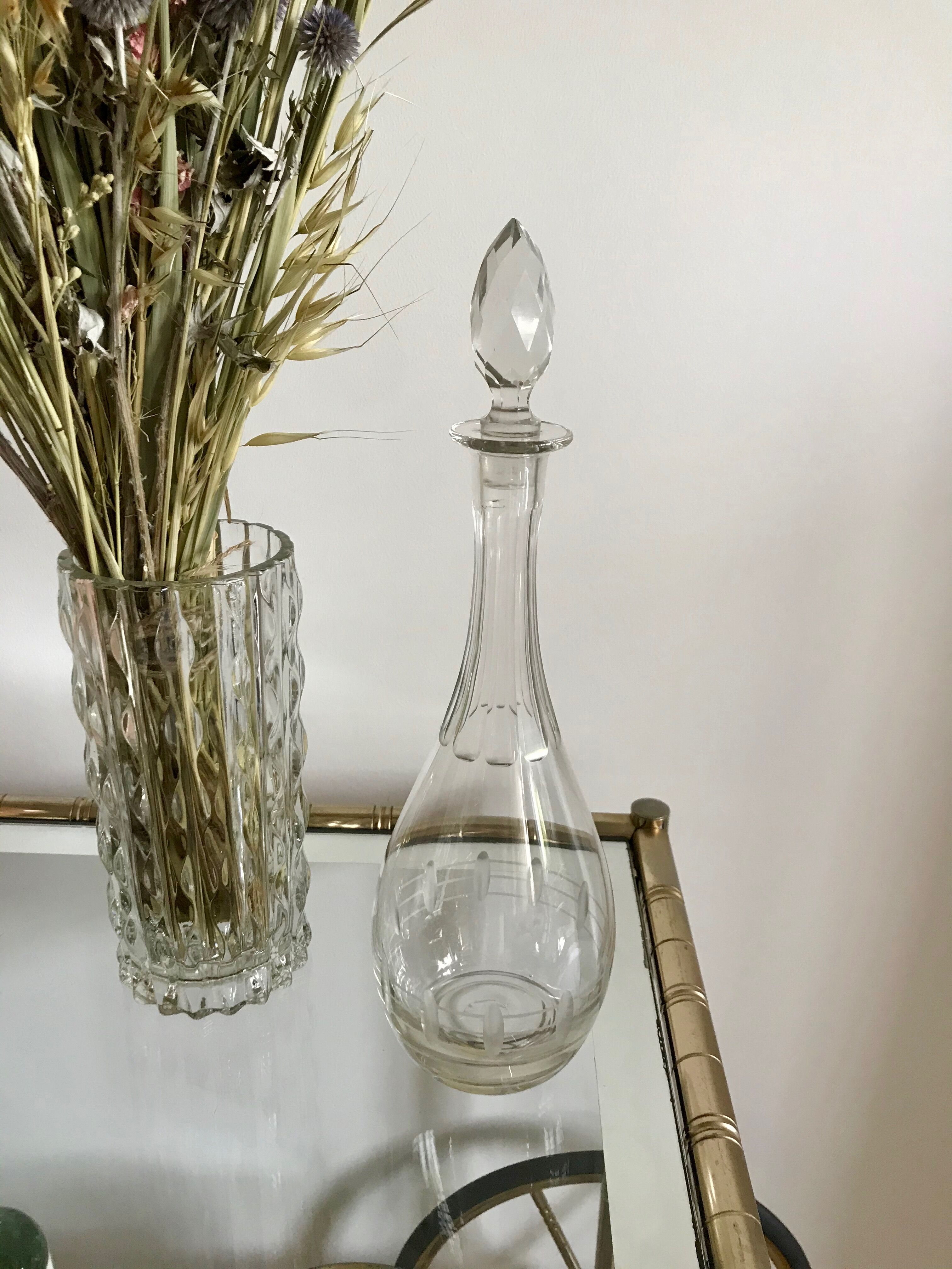 Engraved crystal wine decanter 20s-30s