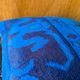 Vessel Motif Rug Cushion, Cobalt Navy Wool, Tribal Kilim Decor 20x20