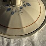 Antique Sarreguemines soup tureen with lid, rose pattern, D33 H28.