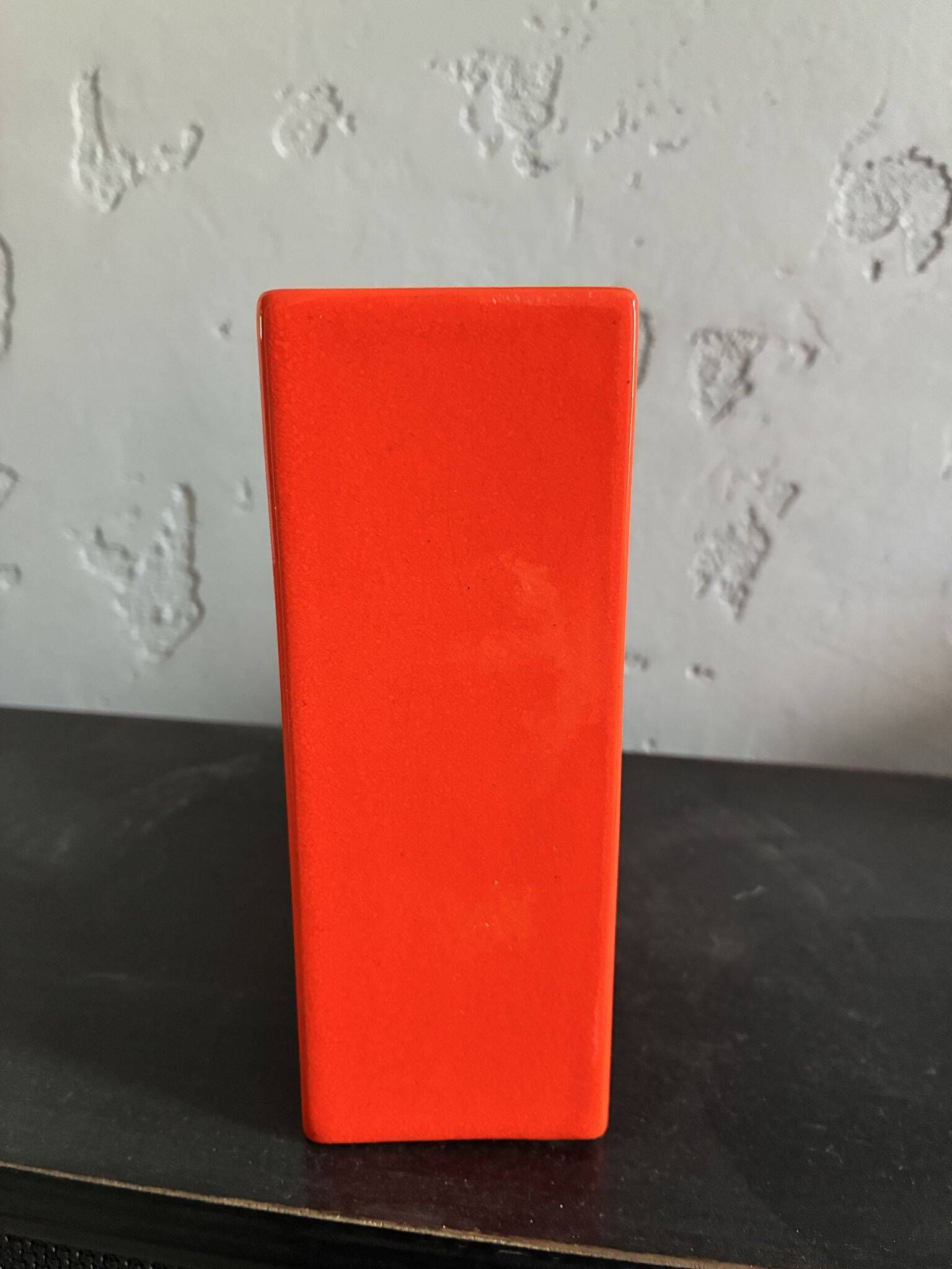 Sele Arte Nove orange ceramic vase, Italy, 1970s