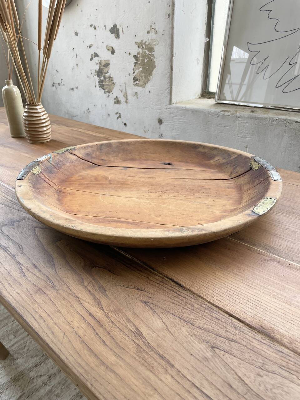 XL round wooden Tuareg dish