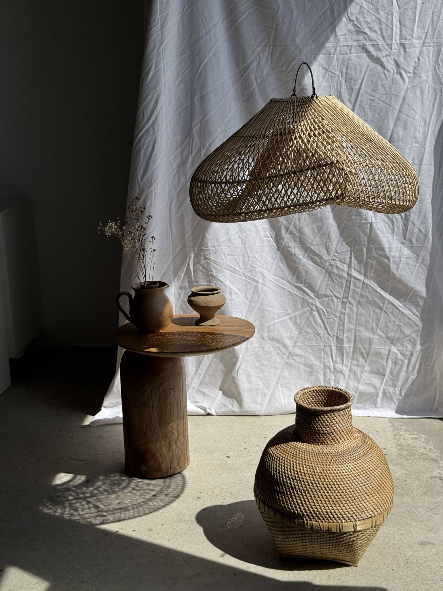 Suspension or rattan lampshade in the shape of a cloud or flattened bubble D60 H35