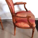 Paire de fauteuils cabriolets style louis xvi médaillon