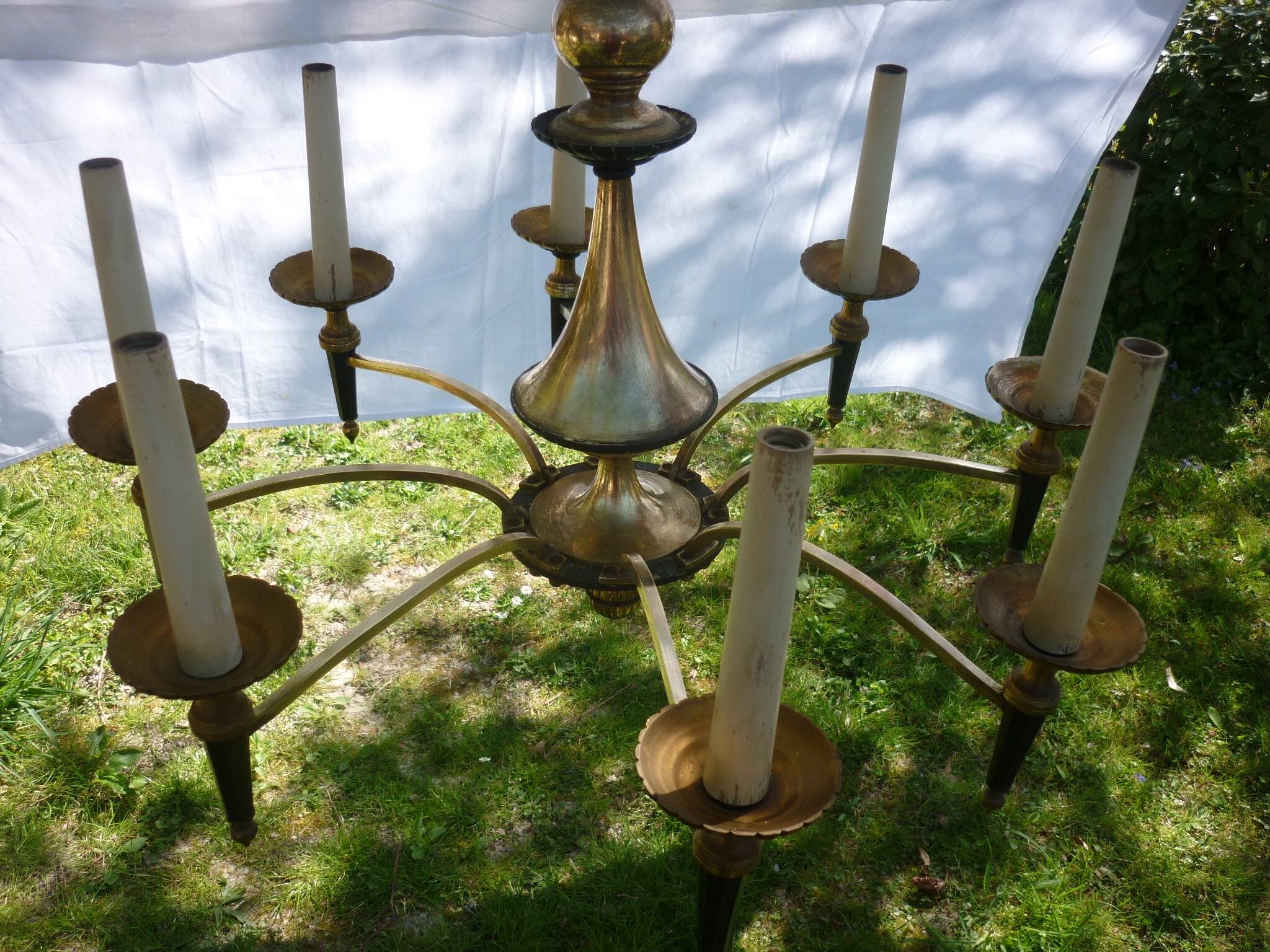 Empire chandelier in bronze and gilded brass