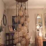 Chandelier in cluster of 29 lights iridescent glass