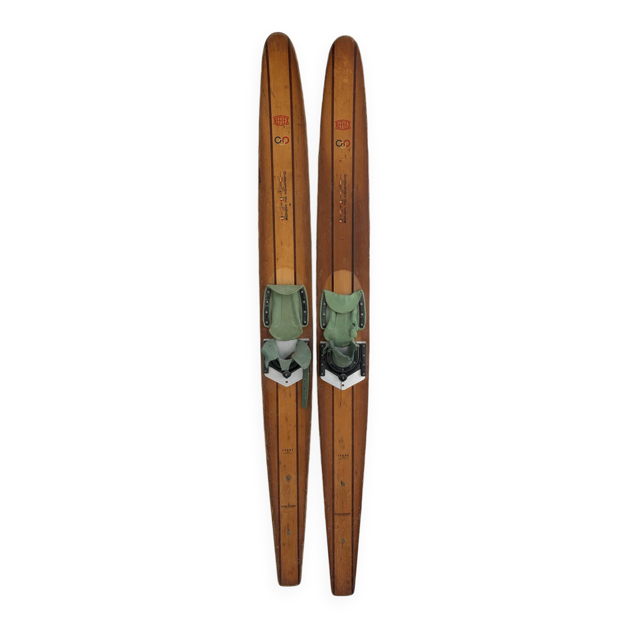 Pair of vintage wooden skis "Reflex"