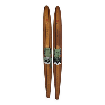 Paire de skis anciens en bois « Reflex »