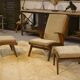 Fauteuil scandinave et deux ottomans 1960’s