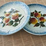 Two slip plates with fruit decoration