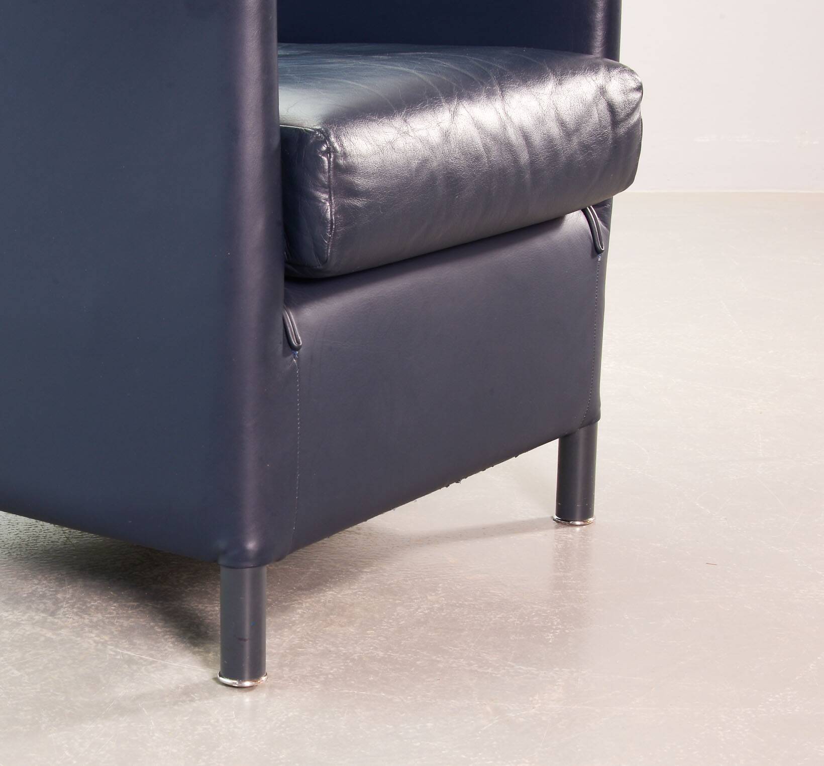 Wittmann Petrol Soft Leather Club Chair Model Aura  Designed by Paolo Piva