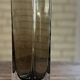 Rectangular smoked glass vase design in retro vintage Murano spirit