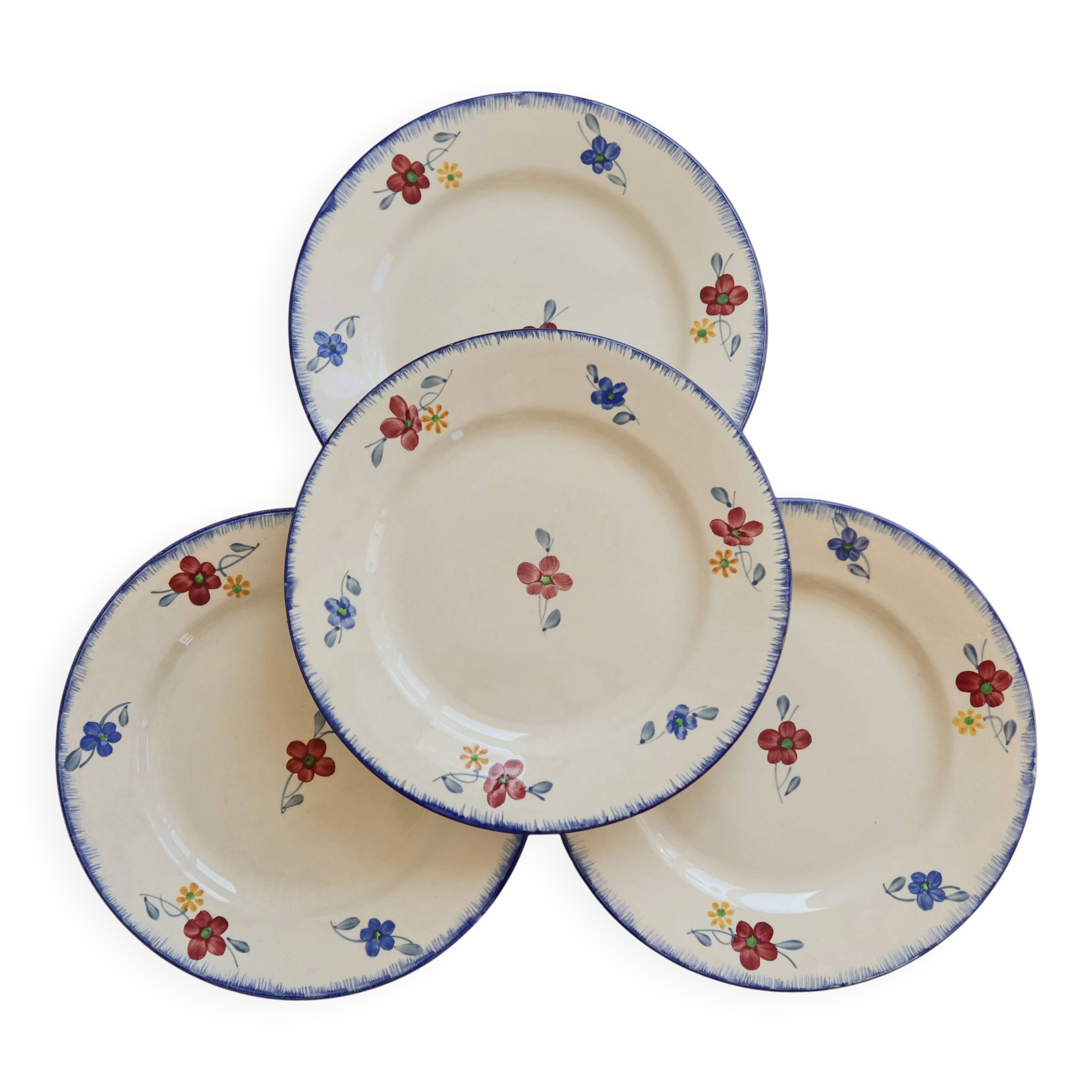 4 vintage flat plates Digoin Sarreguemines model Mary-Lou