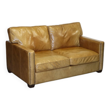 Halo Viscount Two-Seater Sofa in Tanned Leather by Timothy Oulton