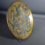 Jean Mayodon glazed ceramic cut decoration women and deer Signed SB