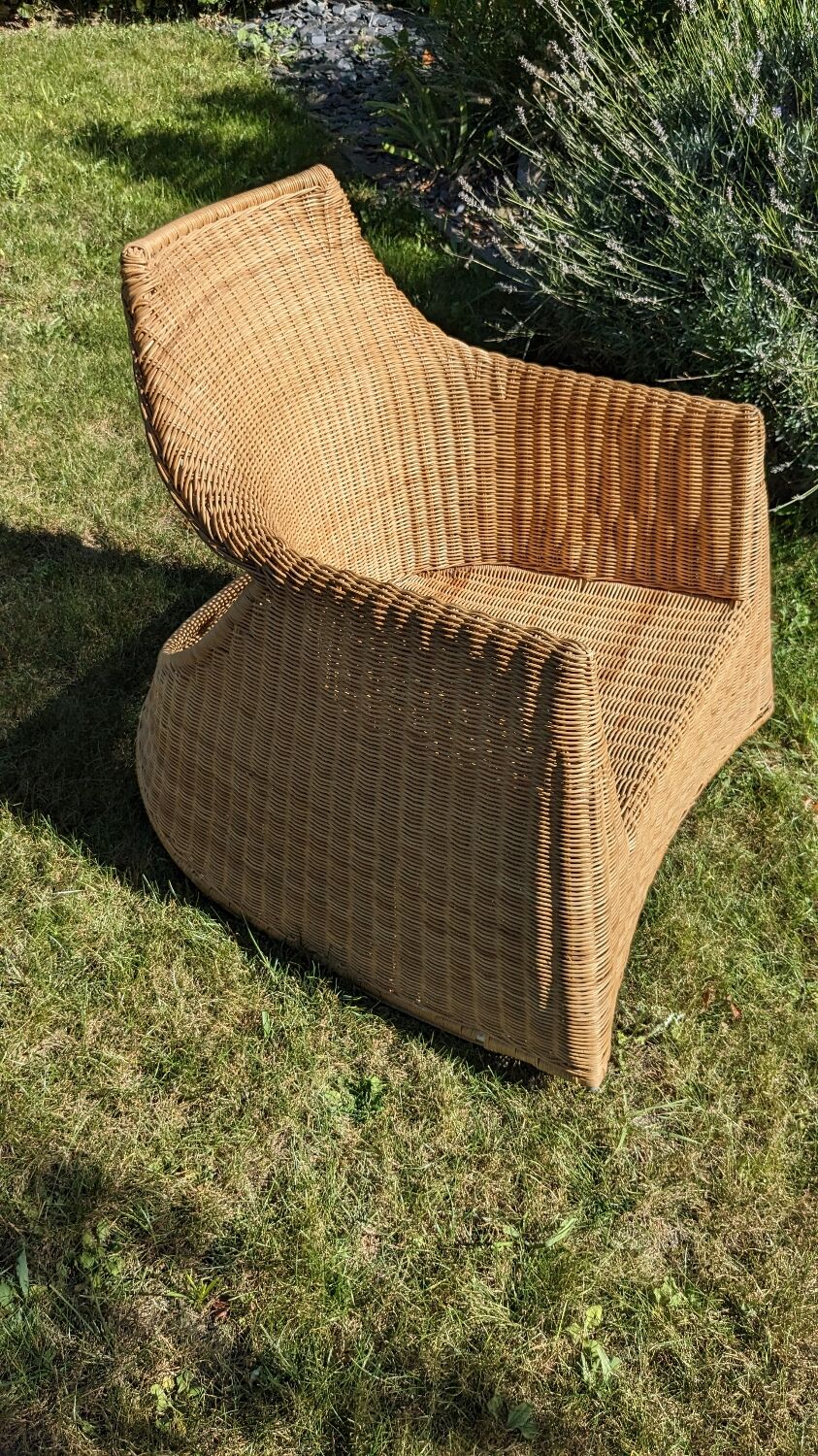 Wicker and rattan rocking chair