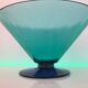 Glass fruit cup on foot, green and blue