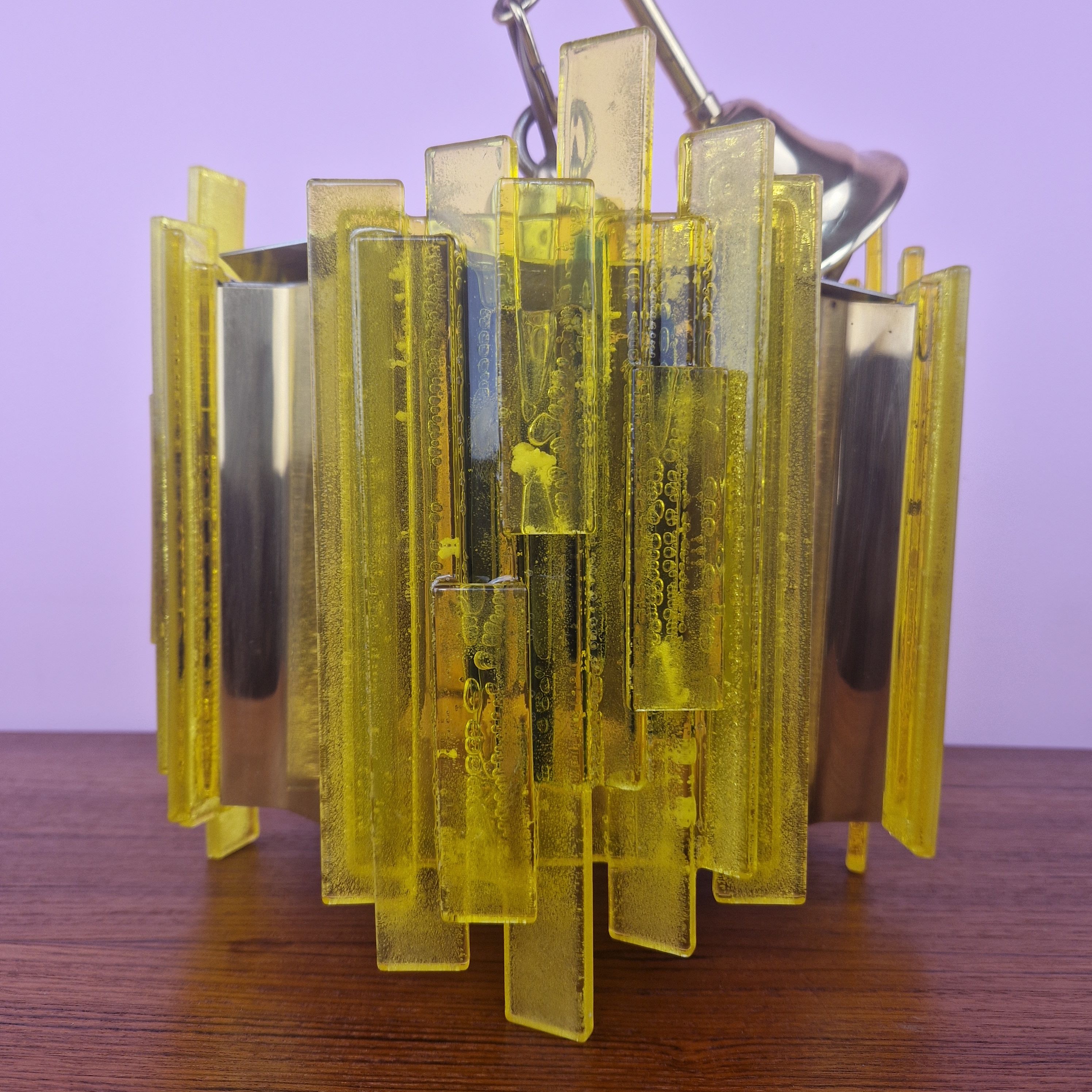 Acrylic and Brass Pendant Lamp by Claus Bolby for CEBO Industri, Denmark, 1960s