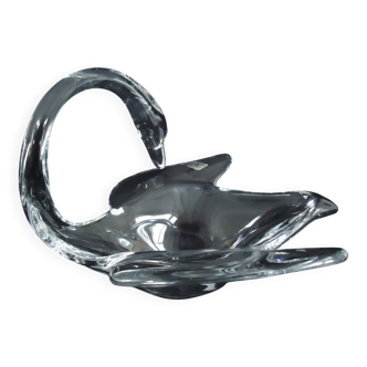 Crystal pocket bowl from Vannes Le Châtel in the shape of a swan.
