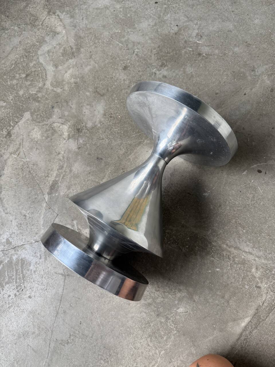 Brushed stainless steel console pedestal 1970