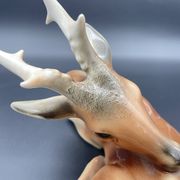 Royal Dux porcelain lying deer – Vintage Bohemian sculpture, model