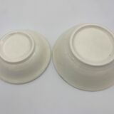 Two vintage cups in white earthenware, blue ledé 1950